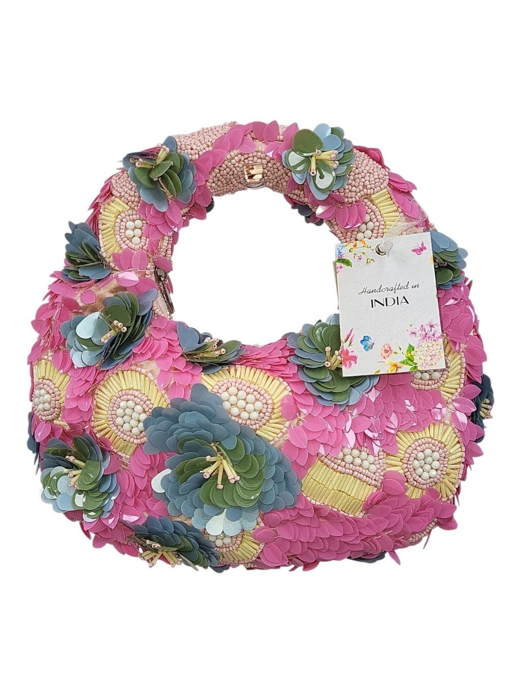 Nwt Viral 3d Beaded Floral Bag Embellished Appliqu Purse Bridal Wedding Pink